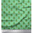 thumbnail image 1 of Soimoi Green Rayon Crepe Fabric Dot & Skull Decor Fabric Printed Yard 46 Inch Wide, 1 of 1