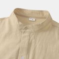 thumbnail image 4 of Men Casual Shirt Top in Solid Pattern for Everyday Wear Comfortable Loose Short Sleeve Button-Front Stand Collar Top for Men Versatile Standalone Style, 4 of 5