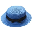 thumbnail image 2 of Kids Straw Hats Boys Girls Skimmer Hat Sun Beach Panama Hat Flat Top Boater Hats, 2 of 2