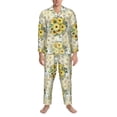 thumbnail image 3 of Logiee Daisies And Wildflowers Print Mens Long Sleeve Pajama Set,Notched Collar Pajamas for Men, Men's Sleepwear,Mens Sleepwear with Pockets & Button Down-Large, 3 of 7