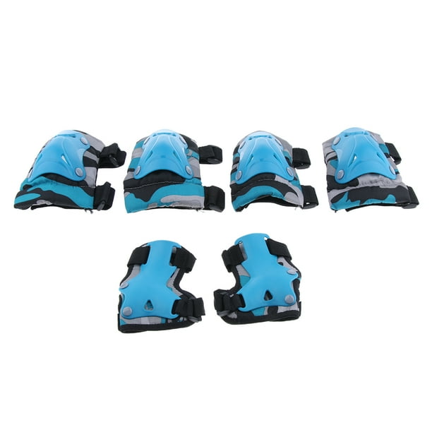 Juego de almohadillas protectoras Sunnimix 6PCS Patinaje Bicicleta Seguridad Rodillera Codo Pad Set Protector de Mano Azul l, ML