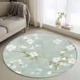 thumbnail image 3 of Spring Flower Round Area&nbsp;Rug 4ft Vintage Watercolor Pink Floral Plant Leaf Green Non-Slip&nbsp;Washable Circle Rugs Soft Felt Indoor Floor Mat for Bedroom Kitchen Living Room Bathroom, 3 of 9