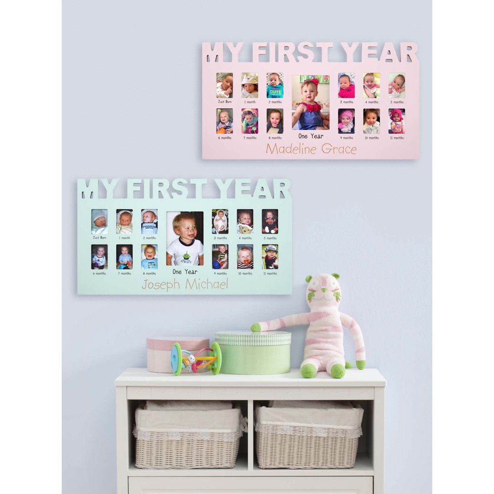 Personalized Baby's First Year Picture Frame Available in Blue or