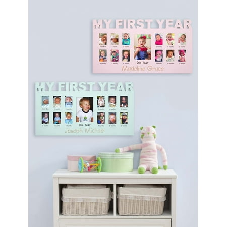Personalized Baby's First Year Picture Frame - Available in Blue or (World Best Baby Photos)
