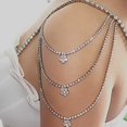 thumbnail image 2 of 1pcs Sexy Flower Rhinestone Crystal Shoulder Chain Shoulder Strap Bra Underwear Strap Body Chains SILVER, 2 of 8