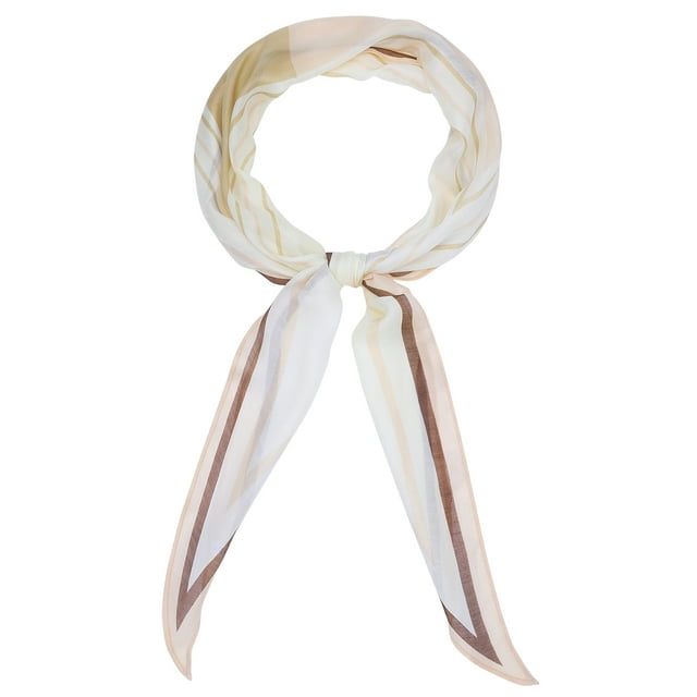 BUFANDA IMPRESA DE RAYAS GEOMÉTRICAS INSPIRE CHIC para Mujeres, Diadema de Gasa de Moda, Bufandas para el Cuello 66.9x19.7" Caqui Claro