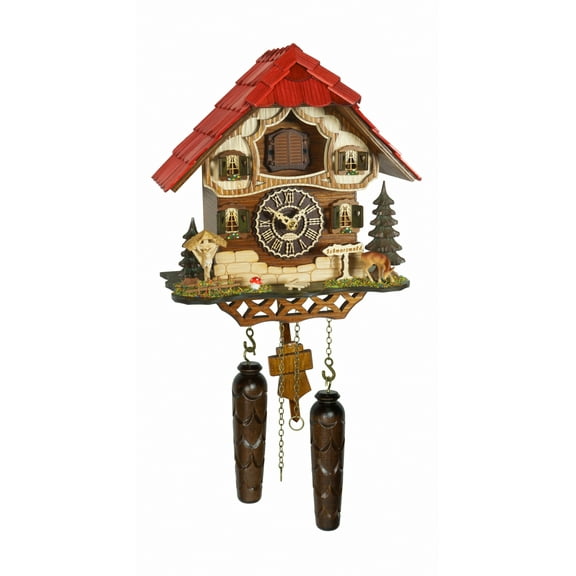 Quartz Cuckoo Clock Black forest house with music TU 4291 QM HZZG