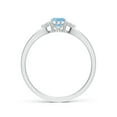 thumbnail image 2 of ANGARA Natural Solitaire Oval Aquamarine Split Shank Ring with Trio Diamonds in 14K White Gold for Women (Size-6x4mm) | March Birthstone, Anniversary, Jewelry Gift for Women | Natural Aquamarine Ring, 2 of 9