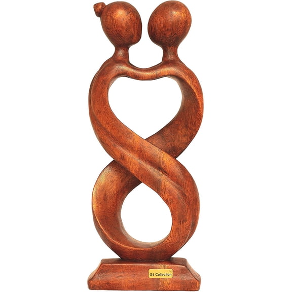 12" Wooden Handmade Abstract Sculpture Statue Handcrafted - Infinite Love - Gift Art Decorative Home Decor Figurine Accent Decoration Artwork Hand Carved Infinite Love