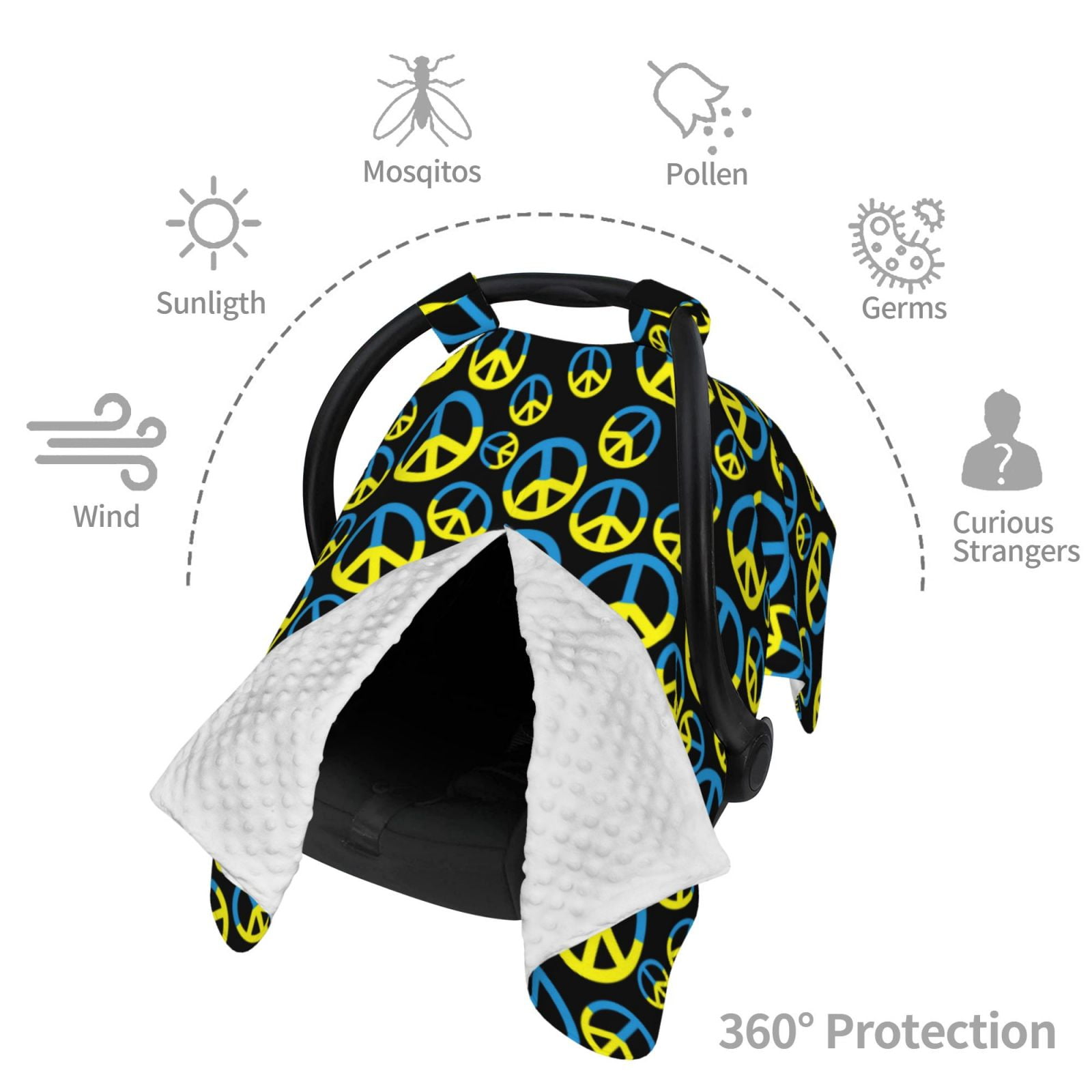Car Seat Cover Baby - peace sign flag Breathable Infant Car Seat Cover for Baby Carseat, Lightweight Comfort Baby Essentials Must Haves Newborn Stuff for Girl Boy