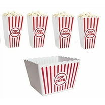 Retro Popcorn Set Bowl Plastic Classic Tub Red & White Striped Container Container Movie Theater Bucket Reusable Set Of 5