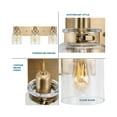 thumbnail image 5 of Calhoun Collection Three-Light Vintage Brass Clear Glass Farmhouse Bath Vanity Light, 5 of 8