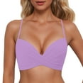 thumbnail image 2 of Bikini Top Women Swimwear Tops Underwire Full Coverage Push Up Swim Crop Top Tie Back Bathing Suit Tops Purple M, 2 of 5