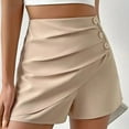 thumbnail image 4 of Ruimatai Women's Pleated Shorts Classic Slim Fit Button Front High Waist Stretch Comfort Summer Casual All Match Short Pants, 4 of 5