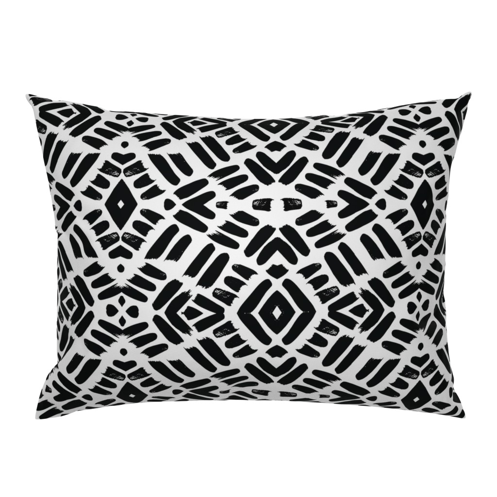 Boho Black And White Abstract Graphic Tribal Bohemian Pillow Sham by