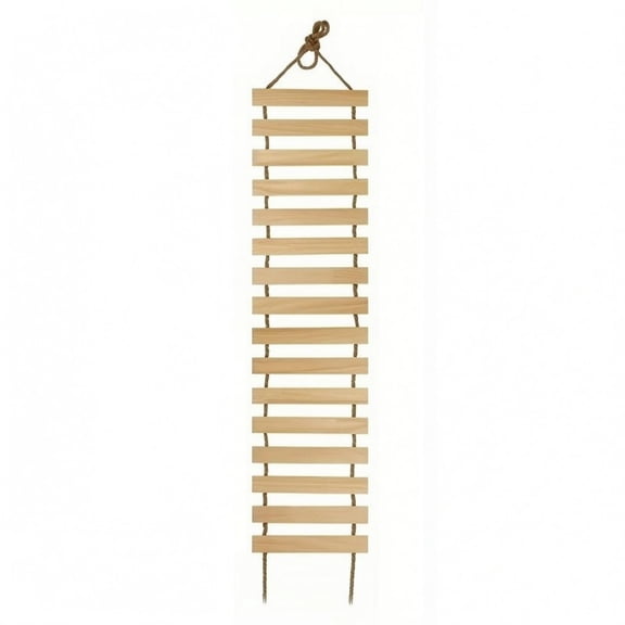 Rushawy Cat Climbing Bridge Ladder Rope Seven Board Wood Design Wall Mount Fit for Indoor Cats and Studio Apartments