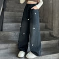 thumbnail image 4 of GYRATEDREAM Girls Jeans Pants Wide Leg Denim Pant Ripped High Waist Elastic Band Casual Sweatpants with Pockets Kids for 5-13Y, 4 of 5