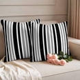 thumbnail image 2 of Black Grey Stripe Outdoor Waterproof Pillow Covers, Farmhouse Minimalist Striped Decorative Square Throw Pillowcase Sofa Cushion Sham for Patio/Couch/Chair, 26"x26" 2 Pack, 2 of 8