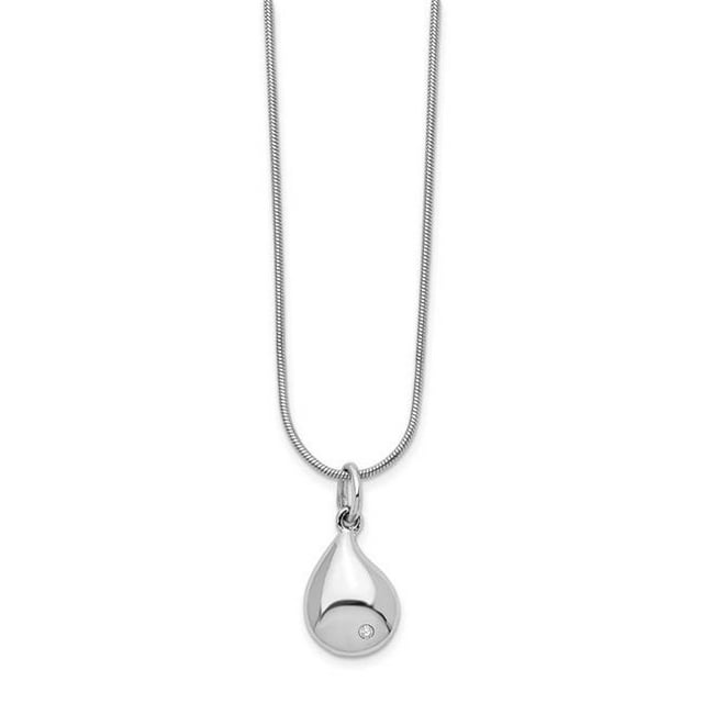Collier en Argent Sterling avec Diamant en Forme de Goutte d'Eau - Taille 18
