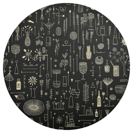 

Art Hand Drawn Doodles 15.4in Diameter PVC Plate Mat Heat-Resistant and Cuttable Kitchen Decor