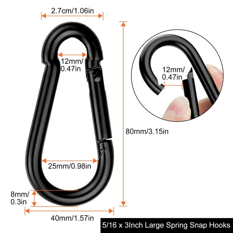 ASelected 15 Pack Spring Snap Hooks, Heavy Duty Carbon Steel Carabiner Clip, Capacity 500lbs 5/16?x3?Quick Link Buckle Clip for Camping, Fishing and
