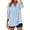 Blue, variant on 3/4 Sleeve Button Down Shirts for Women Gingham Plaid Striped Tops Summer V Neck Casual Loose Blouse Lightweight Breathable Tunic Tops for Daily Office Vacation Weekend Brown M