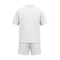 thumbnail image 4 of hotojiny Men's Summer Beach Outfits 2 Piece Sweatsuits Big and Tall Golf Shirts 1/4 Zip Top and Shorts Vacation Texture Sets(White,X-Large), 4 of 5