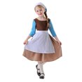 thumbnail image 2 of Virmaxy Halloween Dress Country Peasant Costume 3/4 Sleeve A-Line with Apron and Headscarf for Fall Party Sizes, 5-12Y, Coffee, 2 of 9