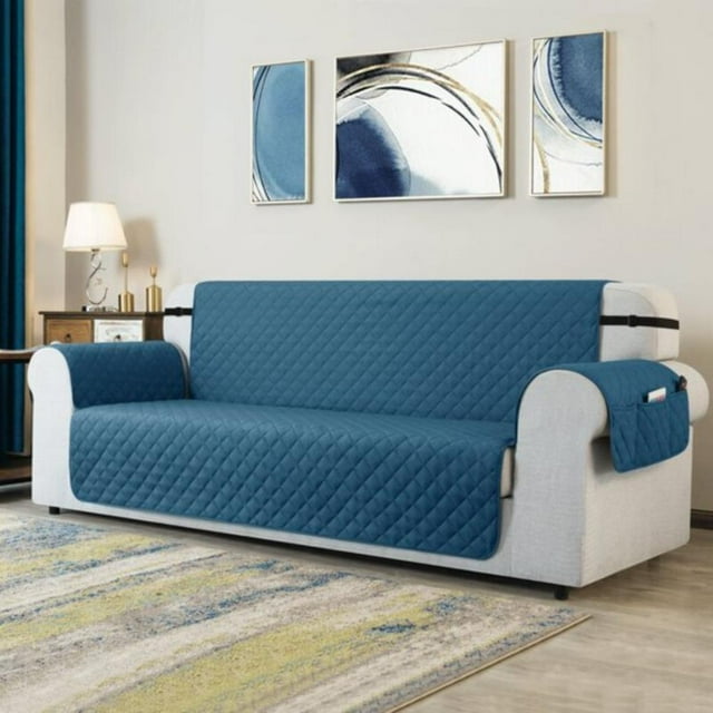 CHUN YI 1 Piece Sofa Couch Cover 6 Pockets with Elastic Straps Slipcover
