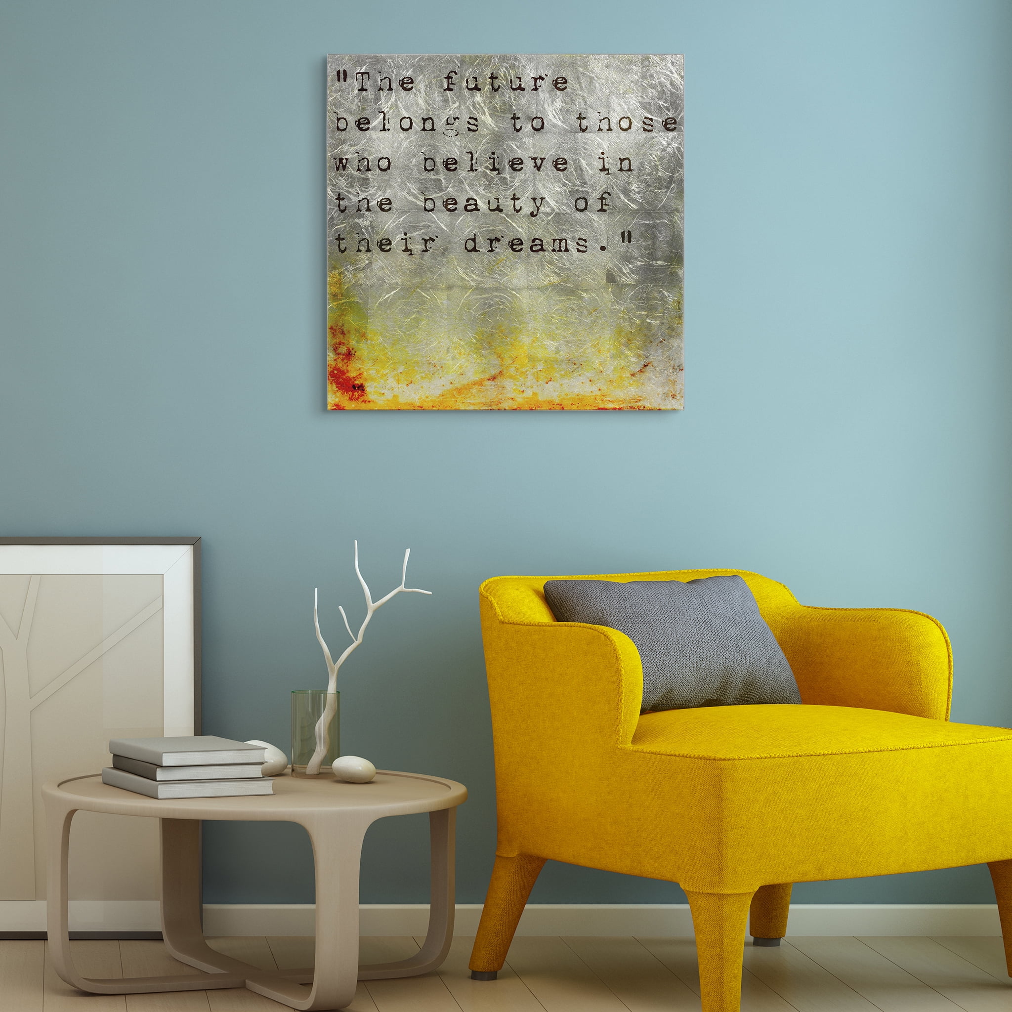 Direct Future Reverse Printed Tempered Glass with Silver Leaf 24.00" x 24.00" Painting Art Prints, by Empire Art