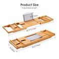 thumbnail image 3 of Bathtub Tray Caddy, Expandable Bath Tray, Bamboo Bath Table with Reading Rack, Slide-in Glass Holder and Phone Holder, 3 of 8