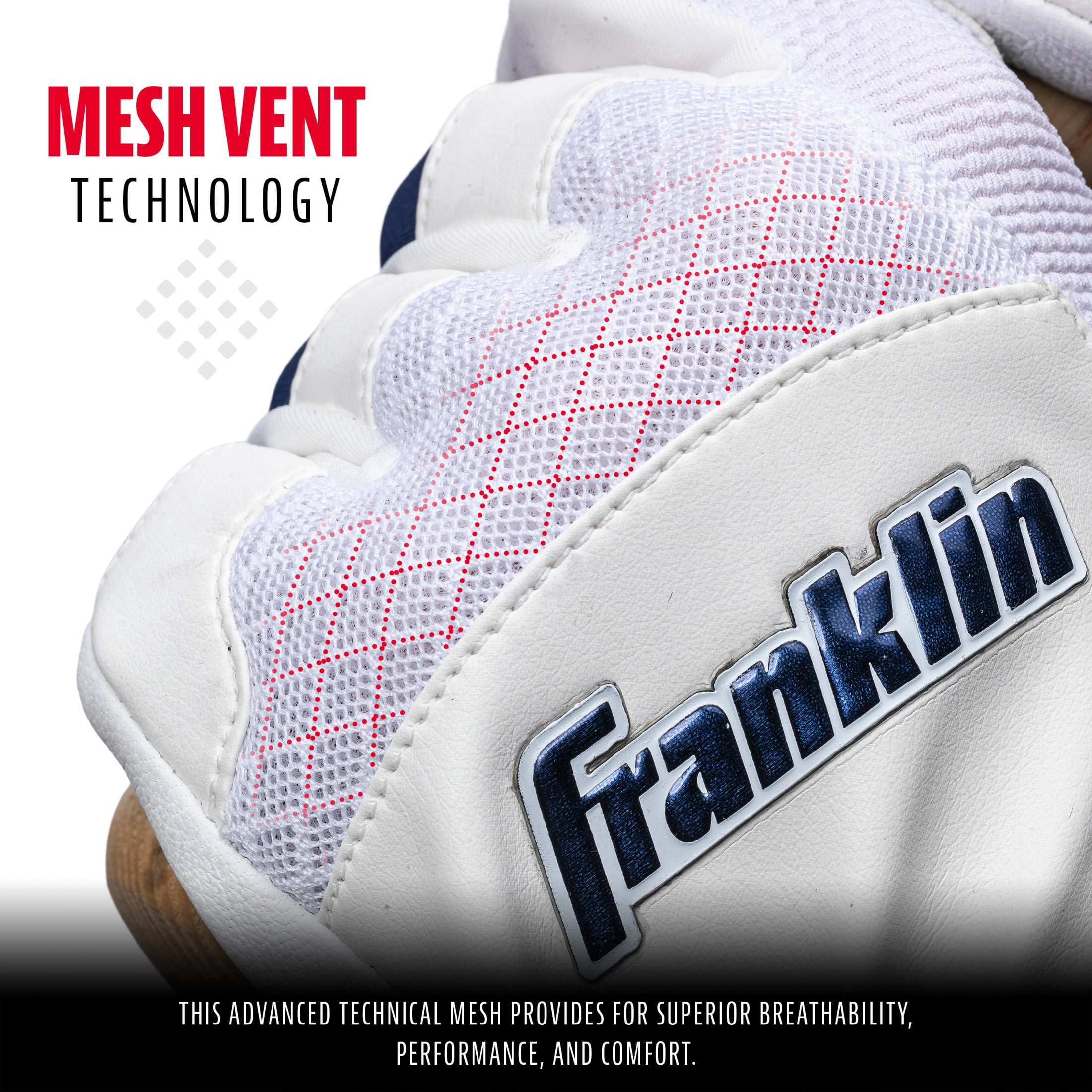 Franklin Sports MLB Baseball Batting Gloves - Shok-Sorb X Batting Gloves for Baseball + Softball - Adult + Youth Padded Non-Sting Pair - White + Navy Chrome - Adult Medium