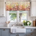 thumbnail image 2 of Spring Flowers Valances for Windows Chrysanthemum Oil Painting Gradient Gold Rod Pocket Curtain Valance Window Treatment Short Curtains for Kitchen Living Room, 60"x14", 2 of 9