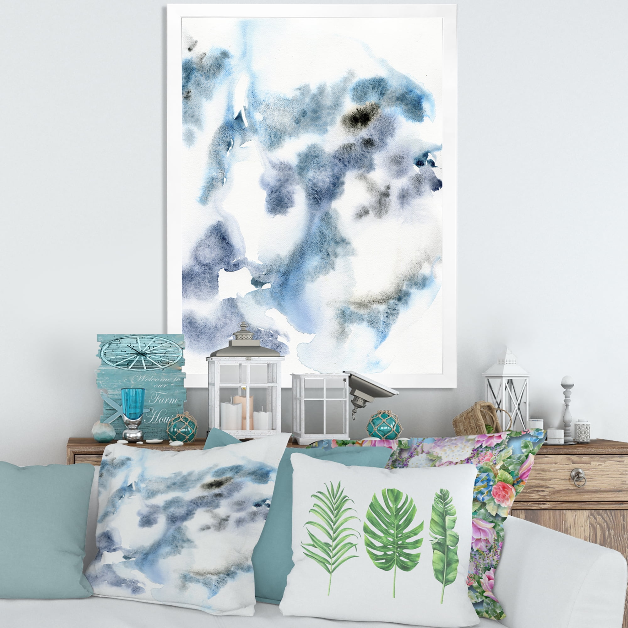 Designart 'Abstract Of Clouds Dark Blue Colored III' Modern Framed Art Print