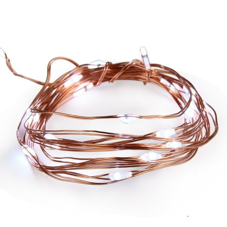 Flexible Patio Grout Micro LED String Lights battery operated, SUPERNIGHT Flexible copper LED Fairy Lights for Bedroom, Patio, Parties (20 Leds, Cool White,7ft) ()