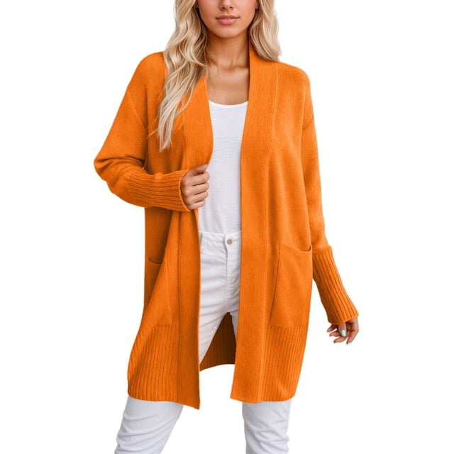 Sweaters for Women Trendy Knit Long Sleeve Cardigan Solid Color Fall Outerwear