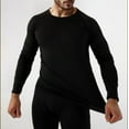 thumbnail image 3 of Wutalume Men's Thermal Underwear Set with Wool Lined Thermal Trousers, Winter Sportswear for Seamless Training and Running, Warm and Flexible Base Layer,Black L, 3 of 7