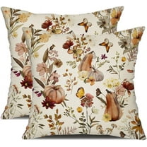 Fall Pillow Covers 18x18 inch Set of 2 Pumpkin Flower Butterfly Decorative Throw Pillow Covers Autumn Thanksgiving Farmhouse Decoration for Home Couch