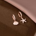 thumbnail image 2 of 925 Sterling Silver CZ Seashell Hoop Earrings for Women Teens Starfish Huggie Earrings Dangle Beach Earrings, 2 of 9