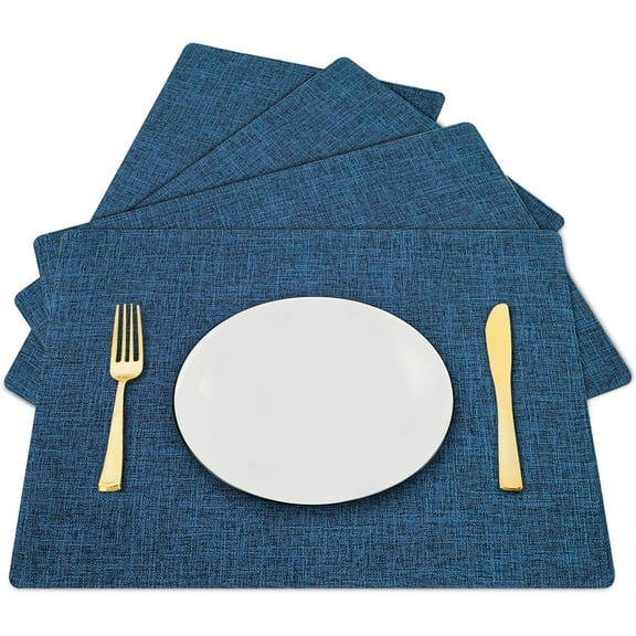 QIUYI Cloth Placemats Set of 8 Washable Linen Placemats Woven Table Mats Dining Place Mats for Dining Table, Kitchen, Wedding, Home Decoration-12” x 22” (Peacock Blue)