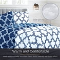 thumbnail image 3 of Casa Platino 3 Piece Quatrefoil Navy Printed Comforter Bedding Set, Queen, 3 of 7