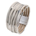 thumbnail image 4 of Pulsera rígida para mujer de cuero sintético PU, duradera, versátil, fácil de usar, multicapa. Plata, 4 of 9
