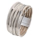 thumbnail image 4 of Pulsera rígida para mujer de cuero sintético PU, duradera, versátil, fácil de usar, multicapa. Plata, 4 of 9