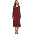 thumbnail image 4 of Cuteduck Women's Casual Long Sleeve Pleated T-shirt Dresses Crewneck Empire Waist Loose A-Line Flare Midi Dress S-2XL, 4 of 5