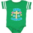 thumbnail image 3 of Inktastic Easter Jesus Loves Me with Cross and Flowers Boys or Girls Baby Bodysuit, 3 of 5