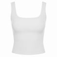 thumbnail image 4 of KHONTS Women's Scoop Neck Sleeveless Knit Tank Tops Ribbed Fitted Casual Crop Crop Tops Summer Solid Color Camisole White XS, 4 of 4