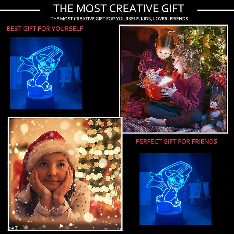 qiujonvy Stitch 3D Night Light, Stitch Gifts with Remote & Smart Touch 16  Colors Changing Dimmable, Stitch Anime Lamp Birthday Xmas Gifts for Kids