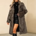 thumbnail image 2 of XPMWRP Women's Faux Fur Long Coats Open Front Fleece Long Sleeve Solid Color Lapel Jacket Warm Winter Fashion Casual Coats with Pockets Gray S, 2 of 7
