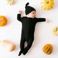 thumbnail image 3 of Gibobby Conjunto de leggings para bebés y niñas Bebé NiñosNiñas Manga Larga Sólido Cremallera Mono Mono Sombrero Trajes(Negro, 3-6 Meses), 3 of 5