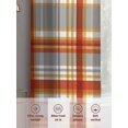 thumbnail image 5 of Vintage Plaid Sheer Curtains 45 Inch Length 2 Panels Set, Autumn Orange Red Grey Checkered Farmhouse Voile Window Treatment Rod Pocket Small Kitchen Curtains Drapes for Bedroom 52"x45"x2, 5 of 7